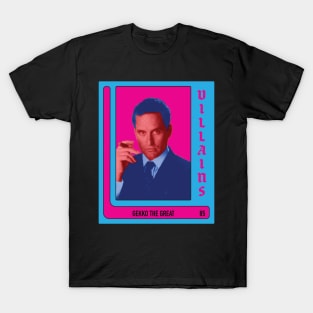 Gordon Gekko villain trading card (retro design) T-Shirt